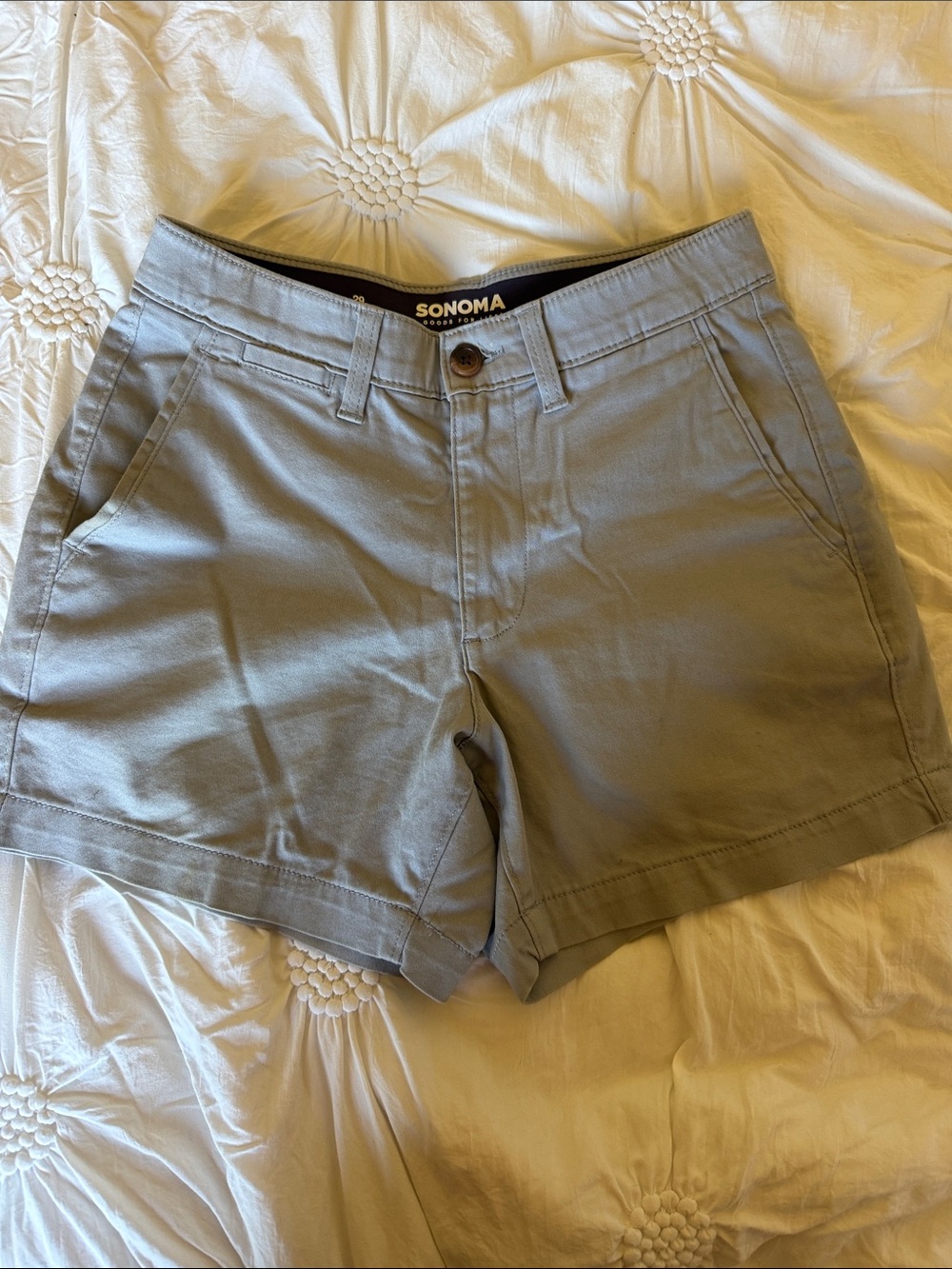 ✅Sonoma MENS size 29  Light Gray Relaxed Chino Shorts. Pockets.